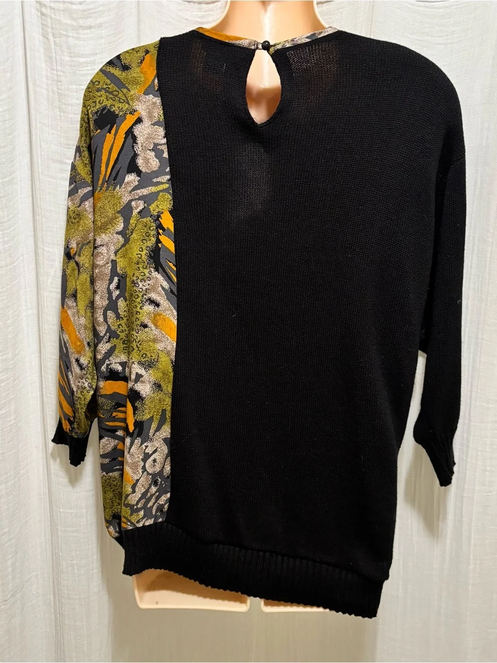Vintage 80s Jinny Jin Mixed-Media Statement Knit Sweater – Wild Cat/Animal Print